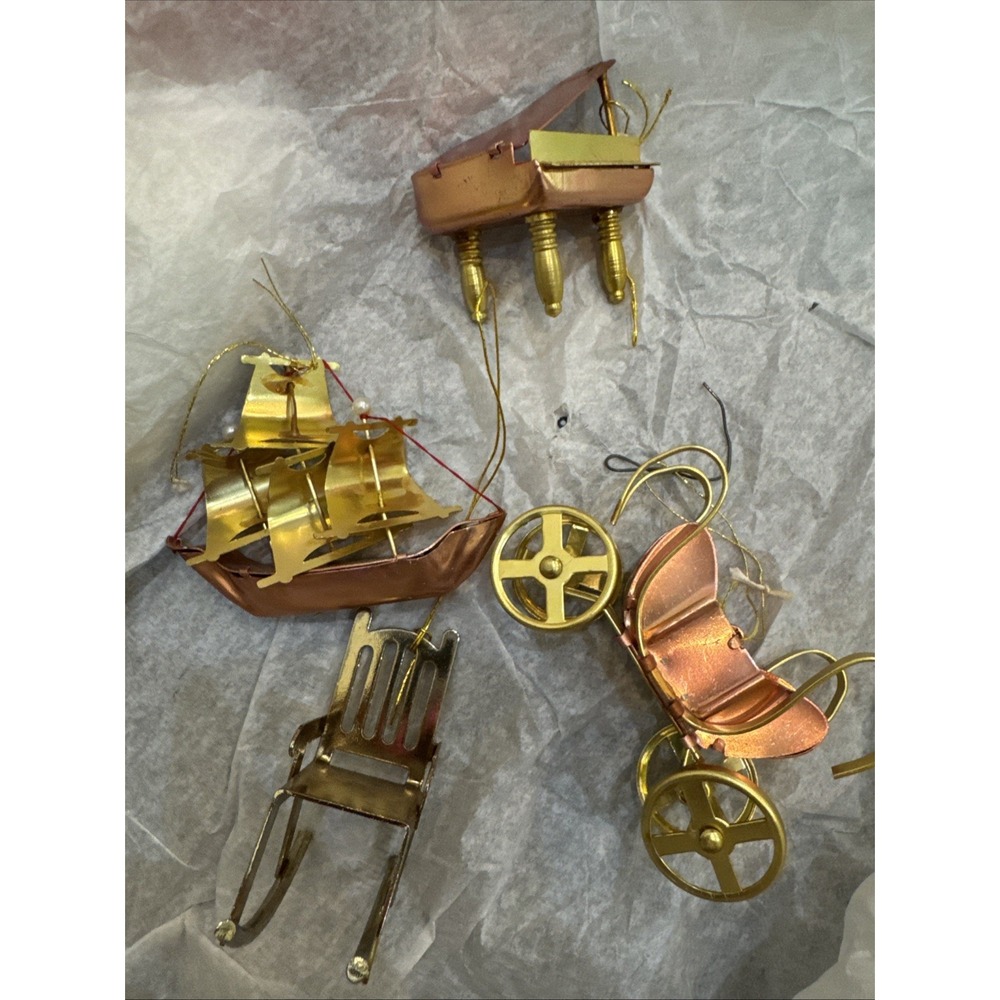 Piano Boat Chair‎ Stroller Gold Lot Christmas Ornament Holiday Decoration